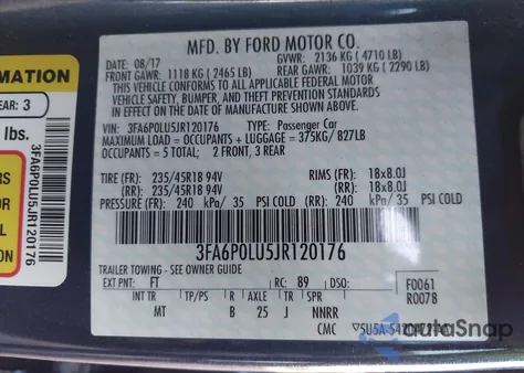 2018 Ford Fusion Hybrid Se z USA, uszkodzony, nr VIN 3FA6P0LU5JR120176